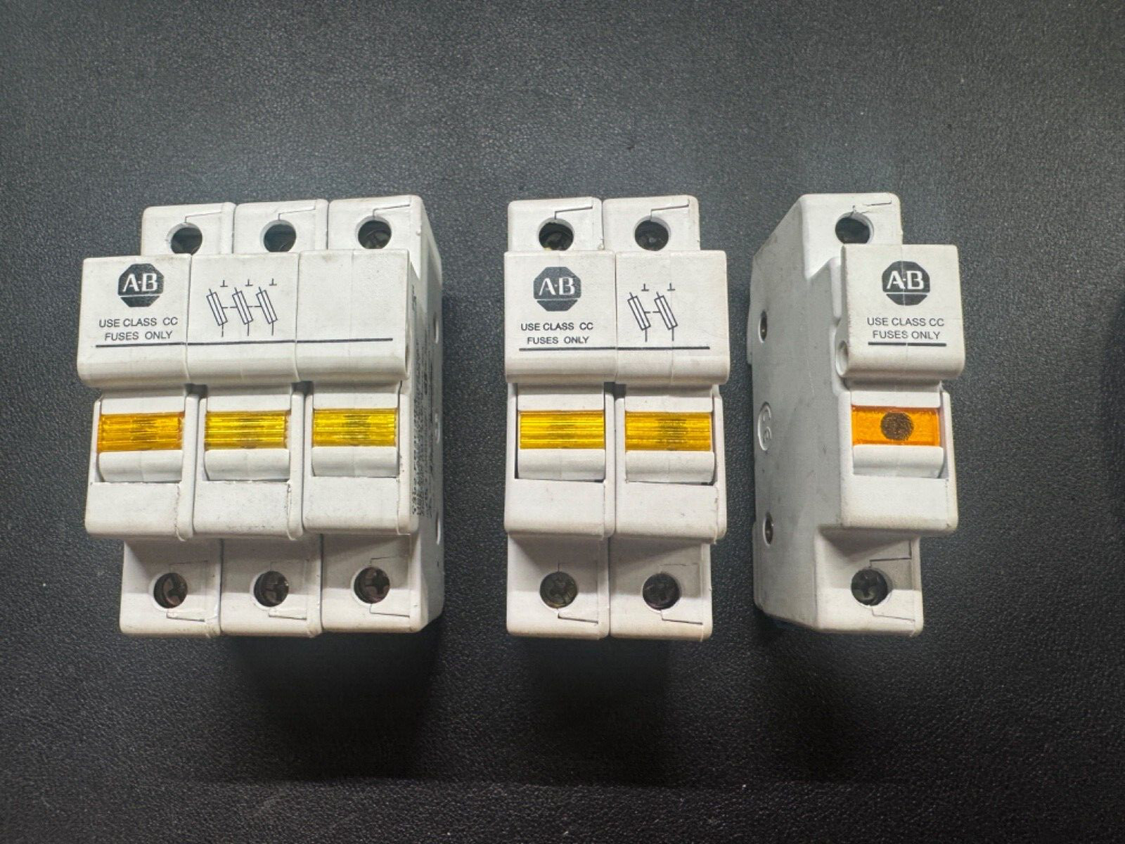 3 USED AB 1492-FB3C30-L, 1492-FB2C30-L, 1492-FB1C30-L Fuse Blocks 600V AC/DC 30A