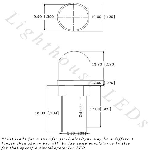 10 x LED 10mm Red .5 Watt Ultra Super Bright High Power LEDs 0.5w half 1/2 Boat