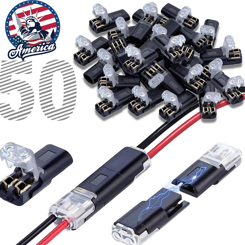 50PCS Double Wire Plug in Connector with Locking Buckle, Locking Easy to Use