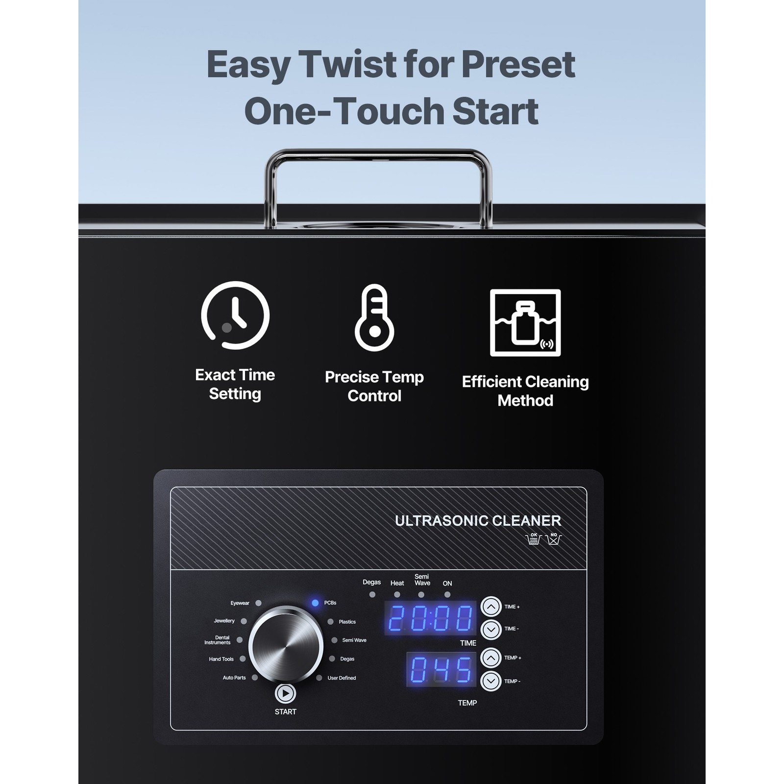 Uimoso 30L Ultrasonic Cleaning Machine with Adjustable Knob Control