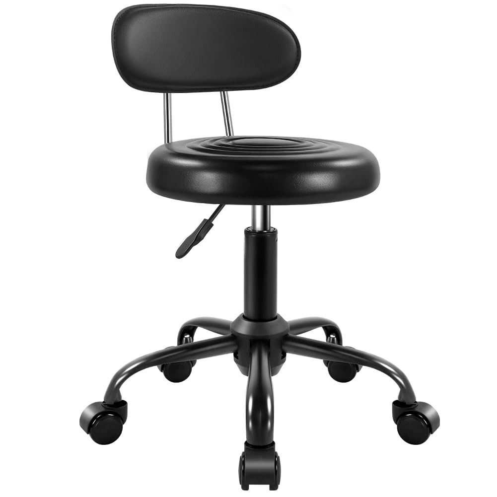 Adjustable Height Rolling Office Chair with Back Swivel Wheels Ergonomic Stool