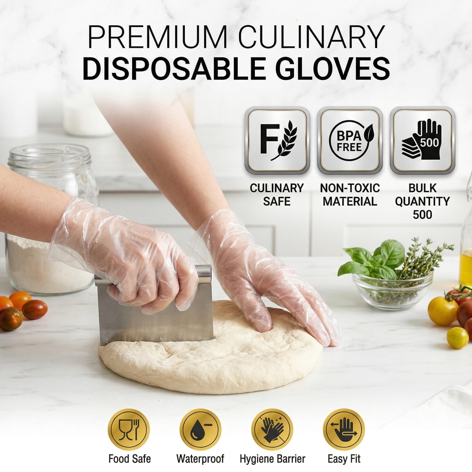 500 Count Disposable Food Prep Gloves, Clear Plastic Gloves for Kitchen Cooki…