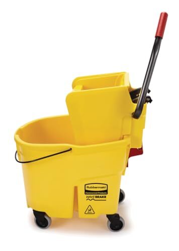 WaveBrake 35 Qt Yellow Mop Bucket with Integrated Wringer and Pour Spout
