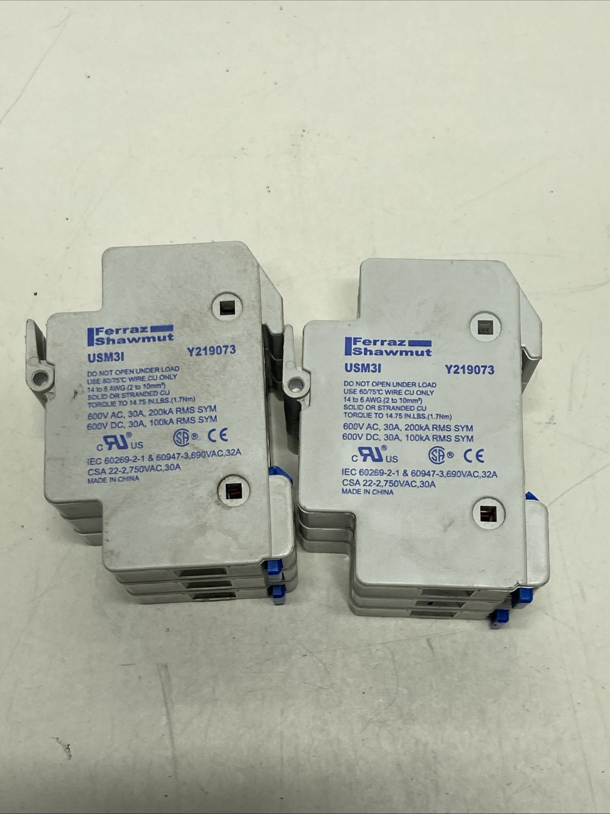 Ferraz Shawmut USM31 Fuse Holder 30A 600V Y219073 #4002I147 (LOT OF 2)