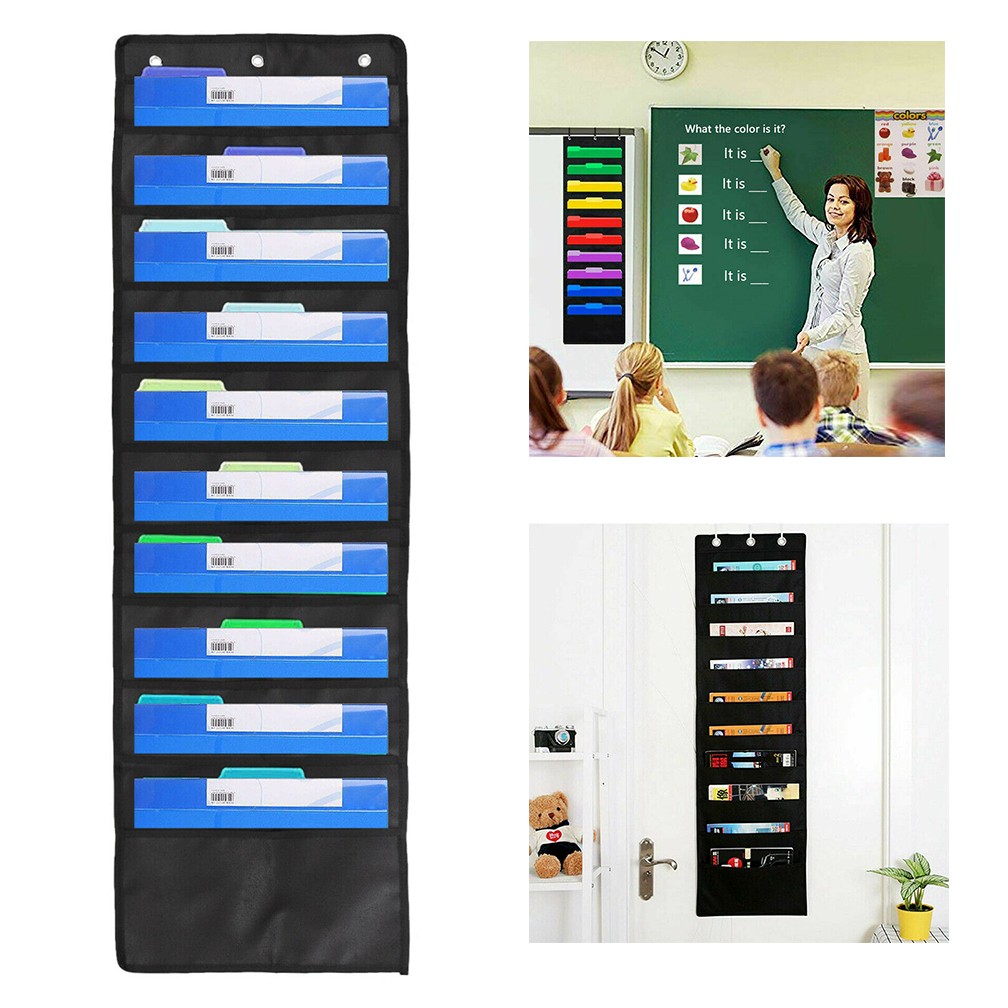 10 Storage Pocket Wall Hanging File Letter Paper Holder Door Classroom Office