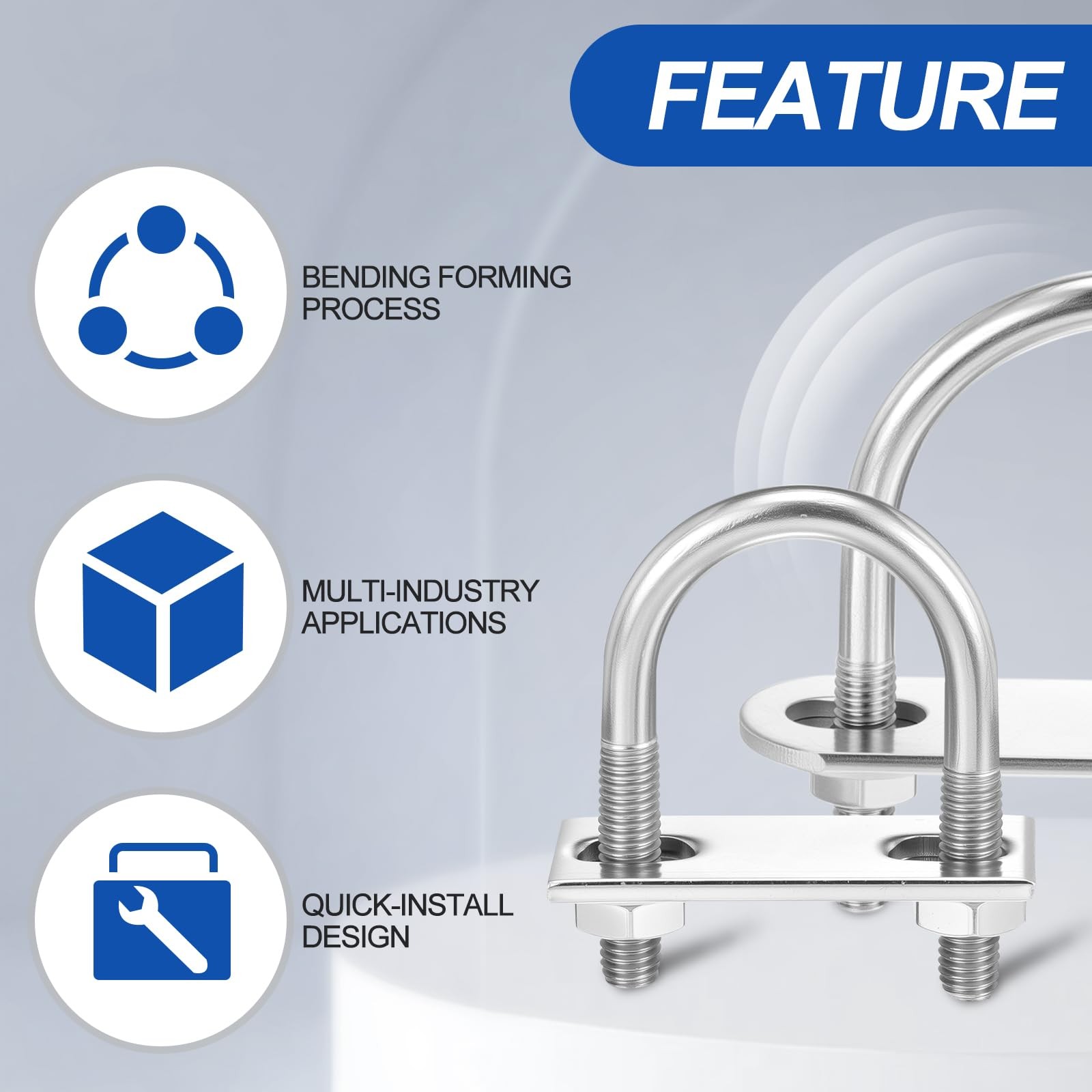 METALLIXITY U Bolts 2 Sets (5/16″(M8) x3.54″x6.29″), 5/16″(M8)x3.54″x6.29″