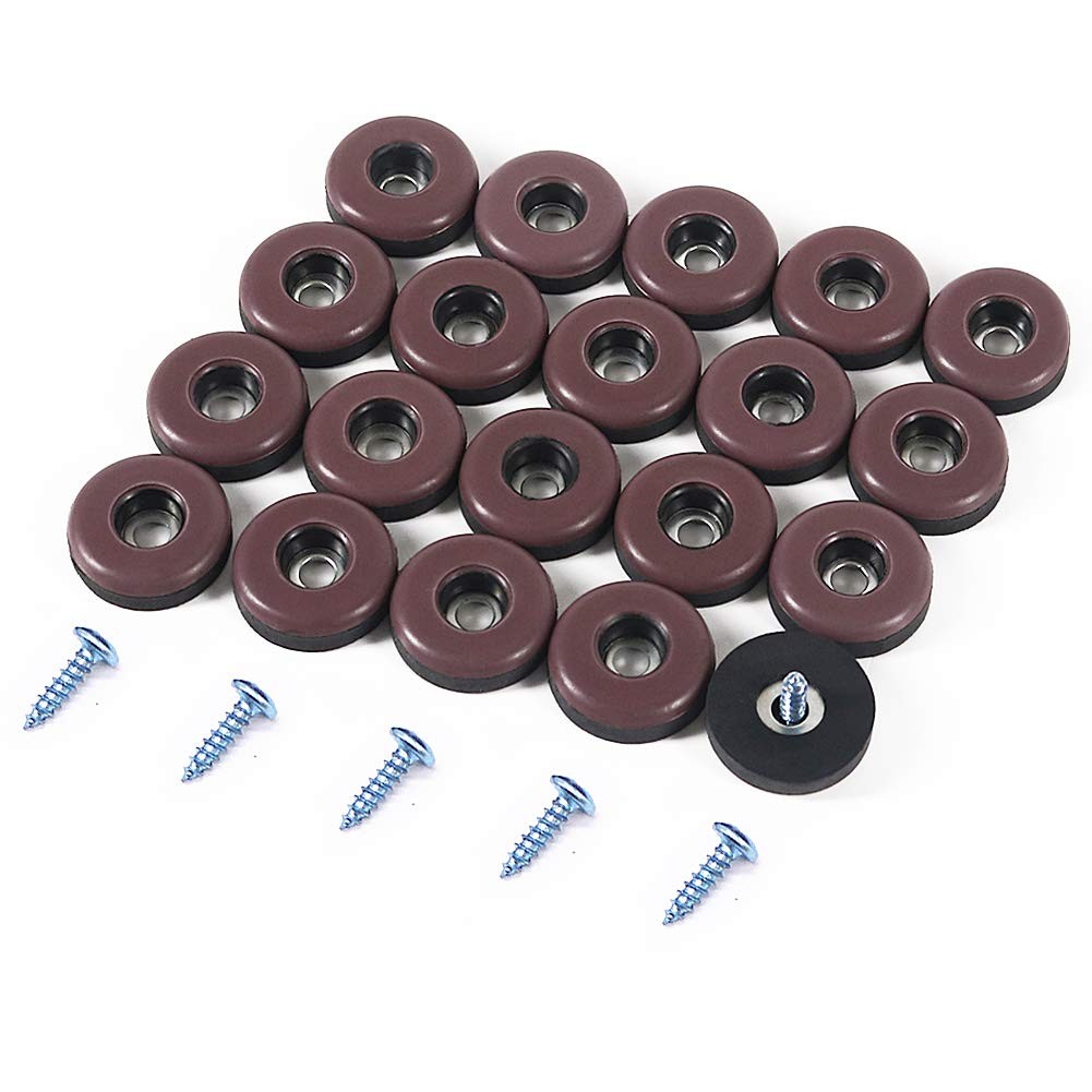 Furniture Slider Pads, 20pcs Teflon Moving Glides with Screws Brown