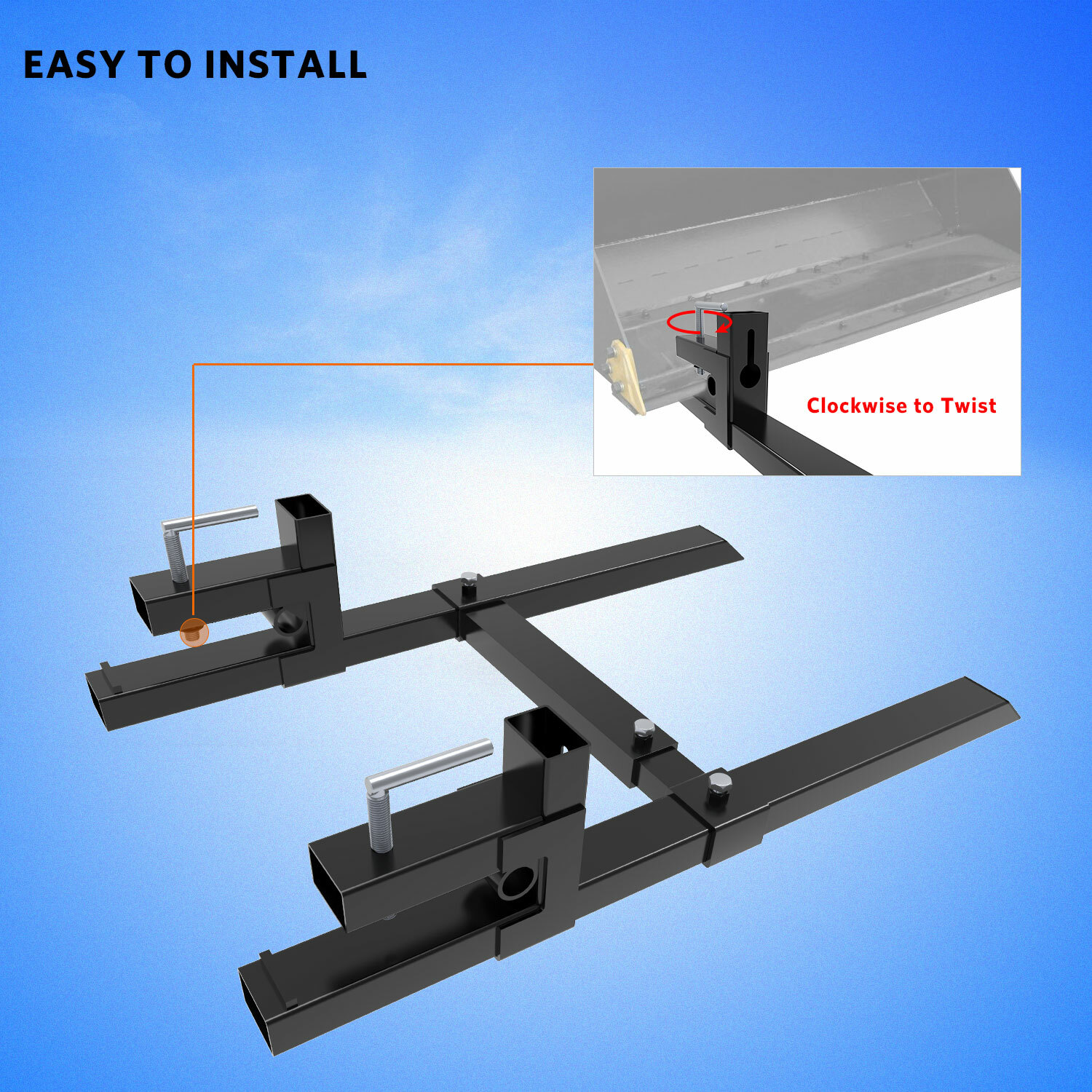 4000lbs 43″ Tractor Pallet Forks Skid Steer Loader Bucket Clamp Forks 1500lb 30″