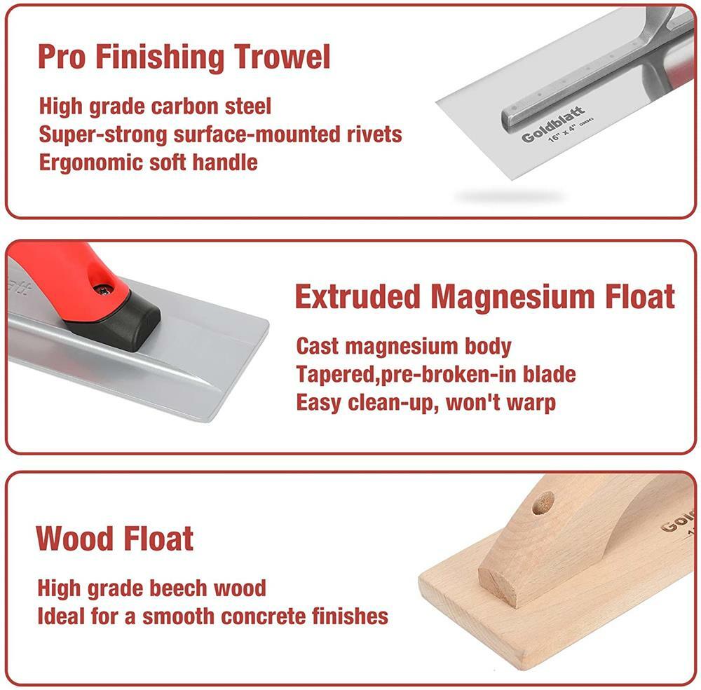 Goldblatt 8PCS Masonry Hand Concrete And Cement Tools Set w/16 inch Tool Bag NEW