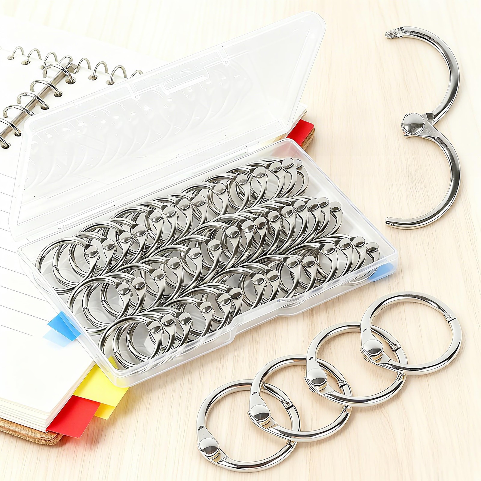 Small Binder Rings 1/2 inch 50 Pcs Mini Book Key 50PCS, Silver