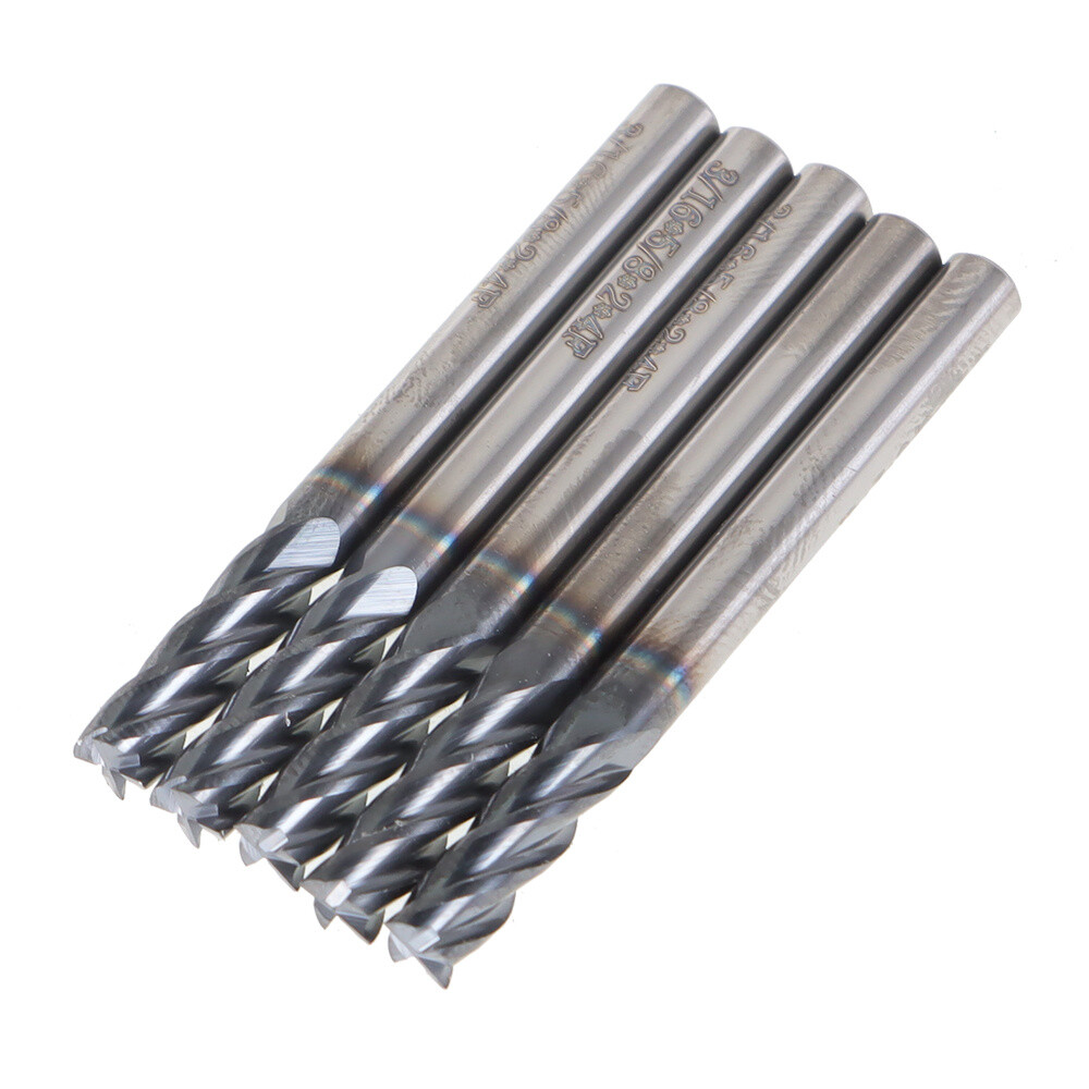 5Set 3/16″ 4 Flute 2″ Overall Length Regular Carbide End Mill TiALN COATED New