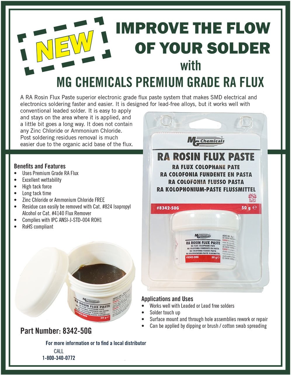 8342 RA Rosin Flux Paste, Amber, 50 g Jar (8342-50G)