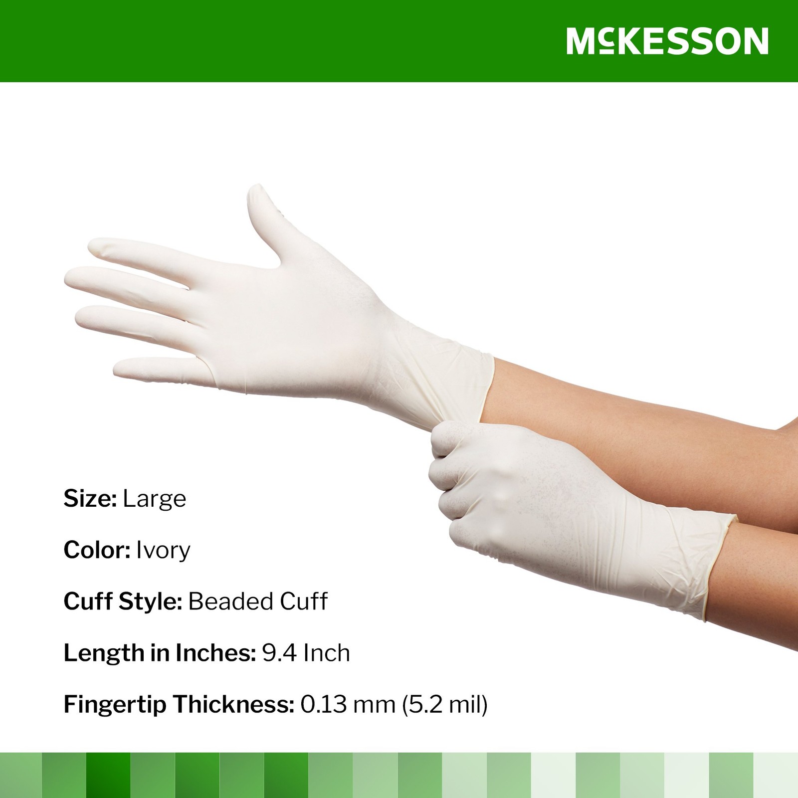 McKesson Confiderm Latex Exam Glove Standard Cuff Length LARGE 100 per Box