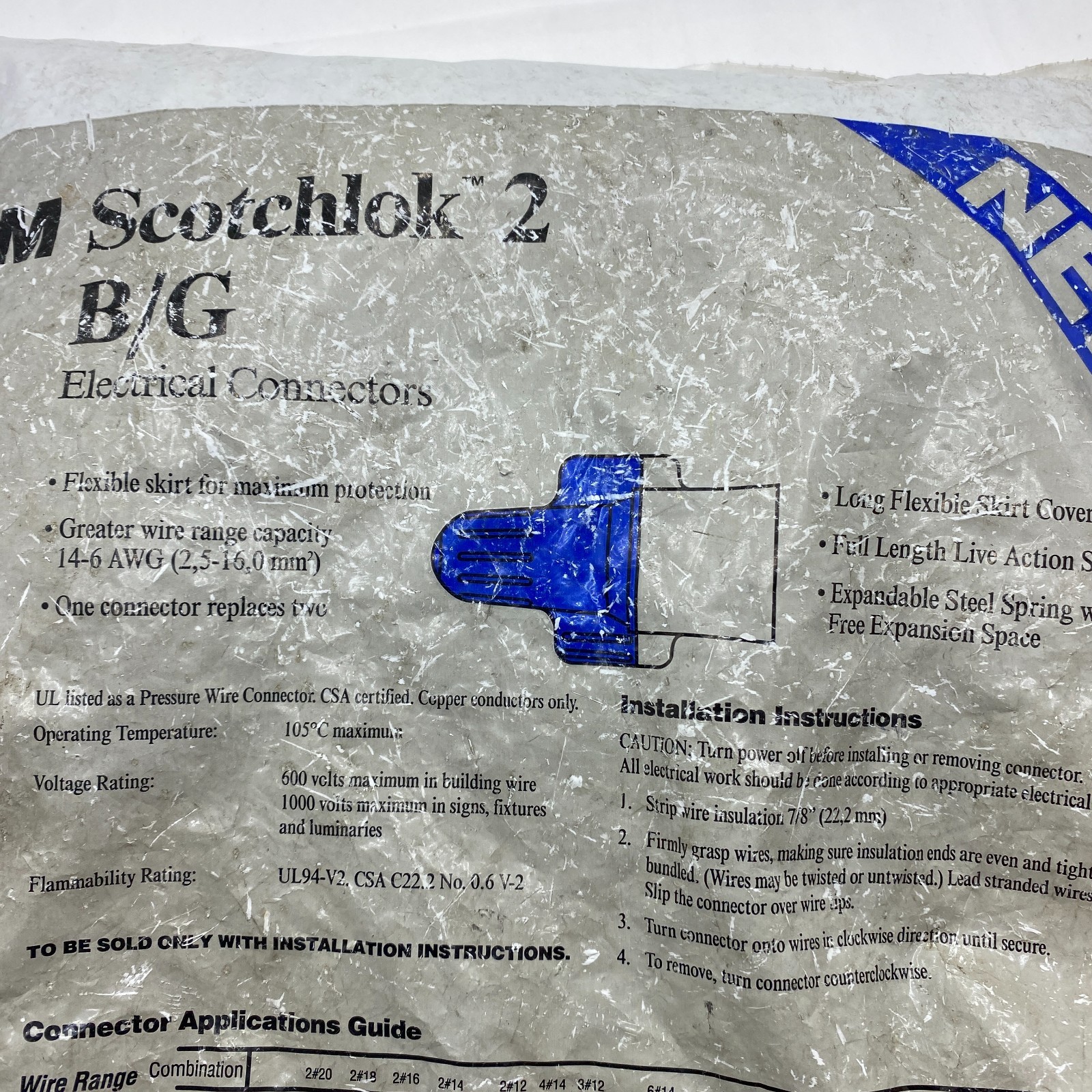 3M Scotchlok 2 B/G Blue Wire Connectors 14-6 AWG (2.5-16.0mm) 105 PCS