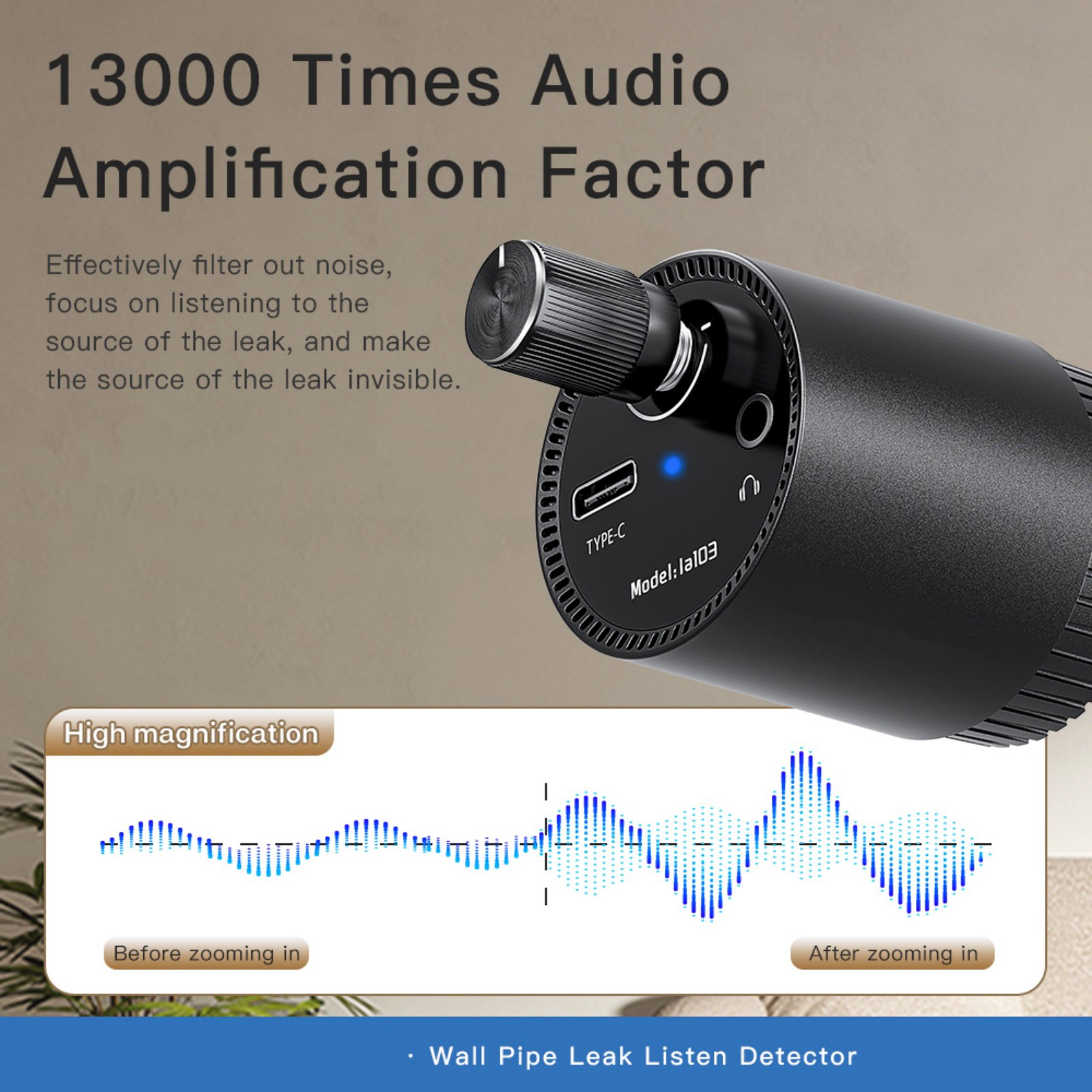 High Quality Water Leak Detector Sensor 0-60dB Sensitivity for Home Pipeline