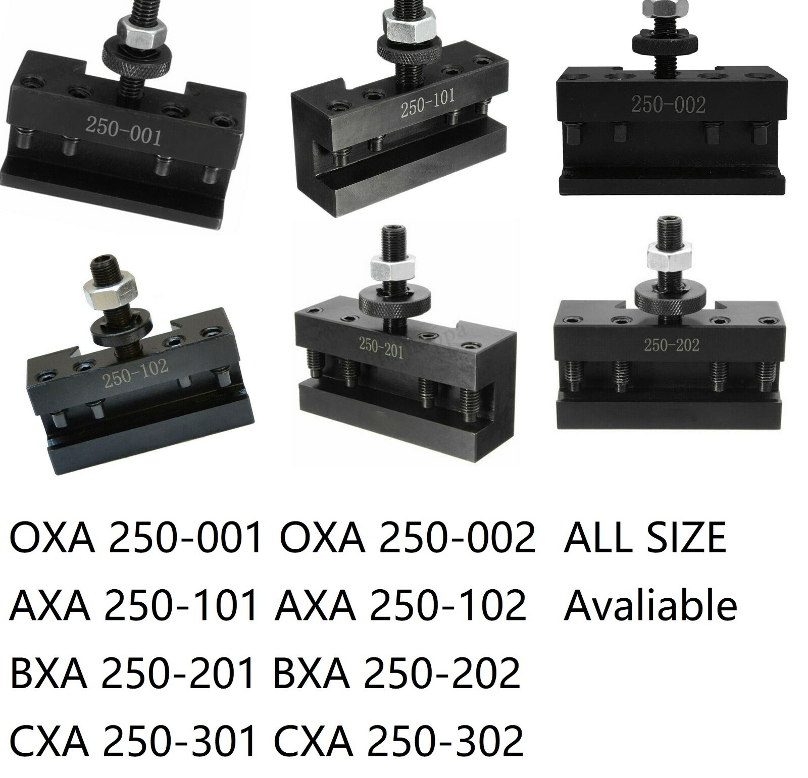 250-001-002-101-102-201-202 Quick Change Turning Facing Lathe Tool Post Holder