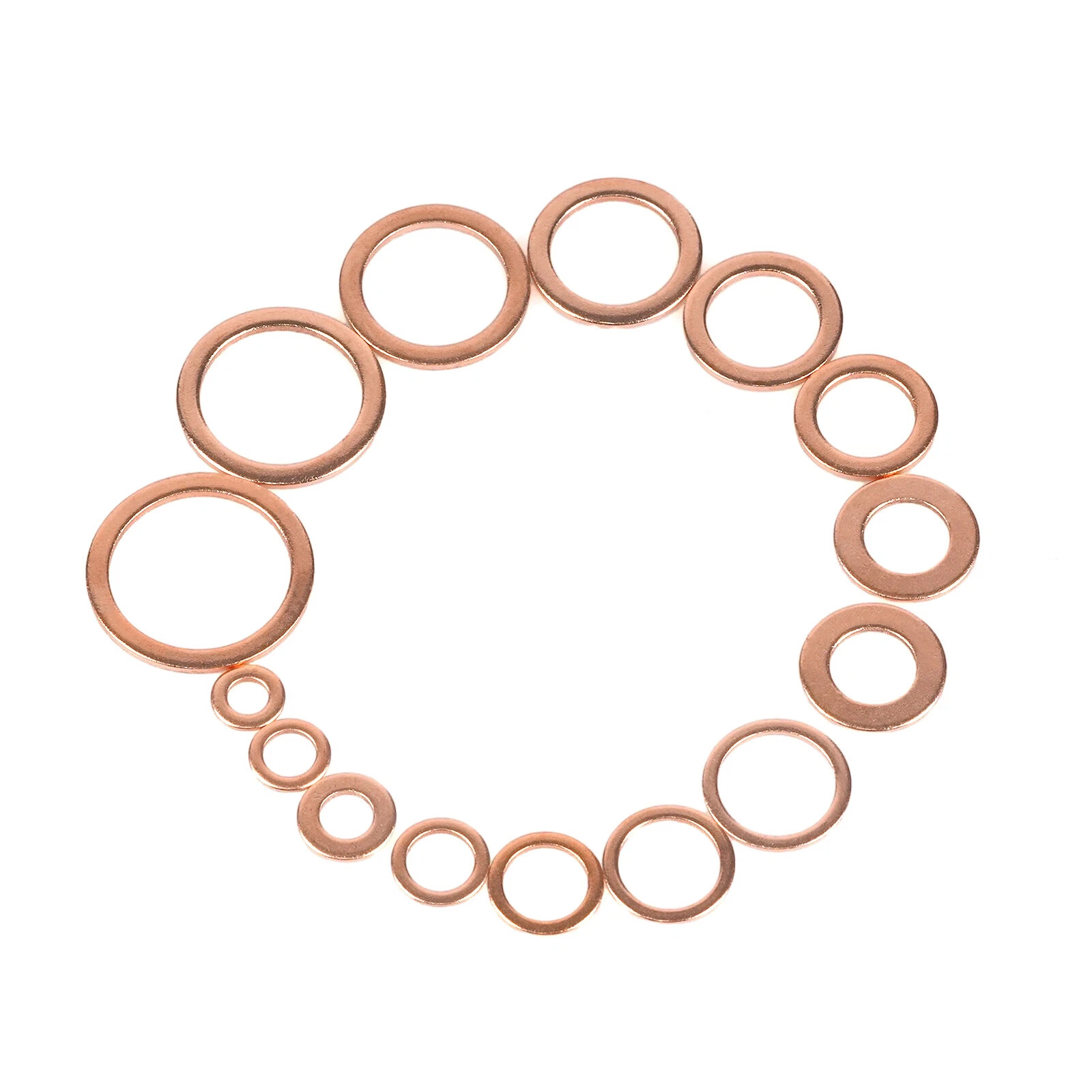 150x M5-M22 Copper Crush Washer Gasket Set Flat Ring Seal Assortment Kit O-Ring