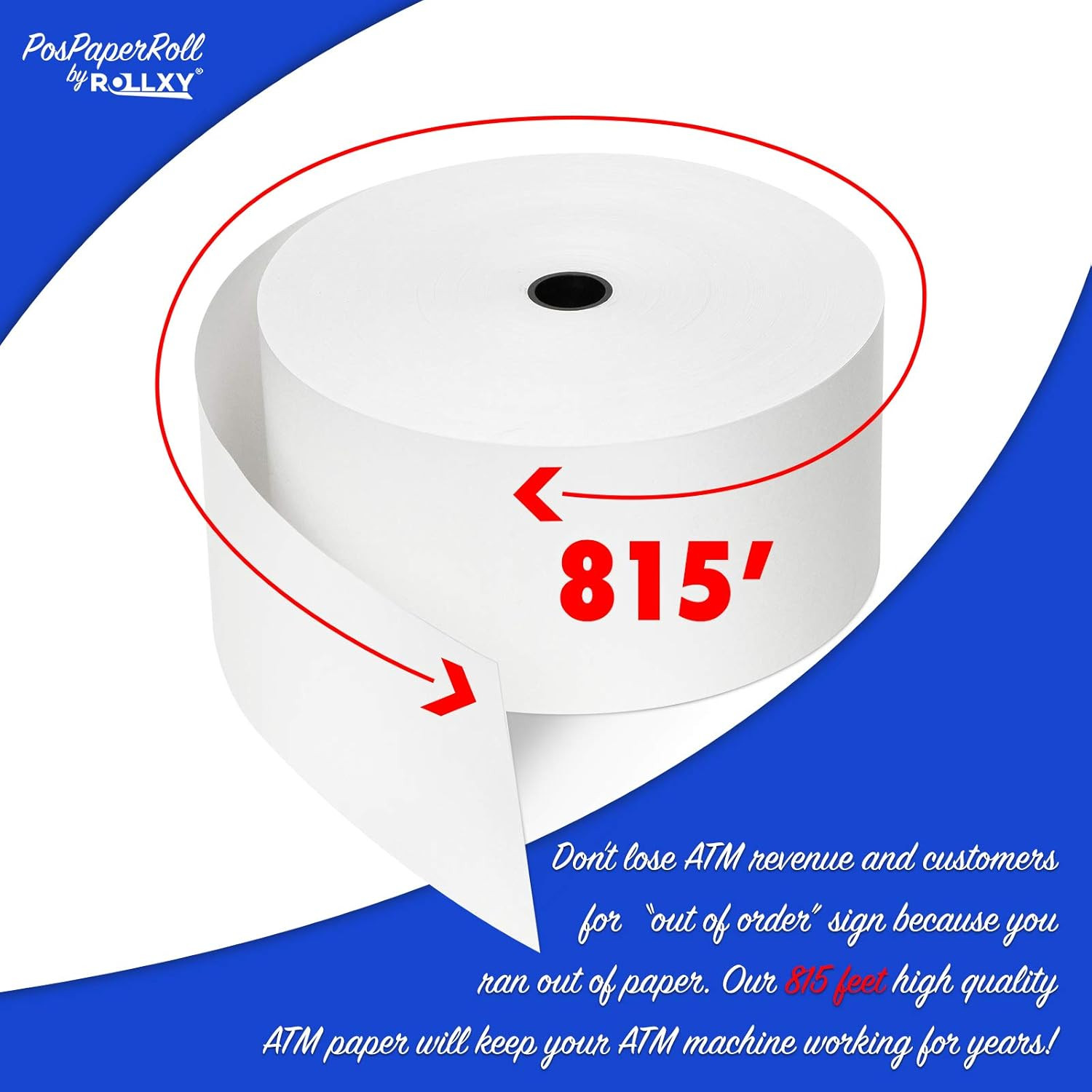 Tranax/Cross Mini-Bank ATM Paper – 3-1/8″ X 815′, Heavy Thermal, CSI, 11/16″ Cor