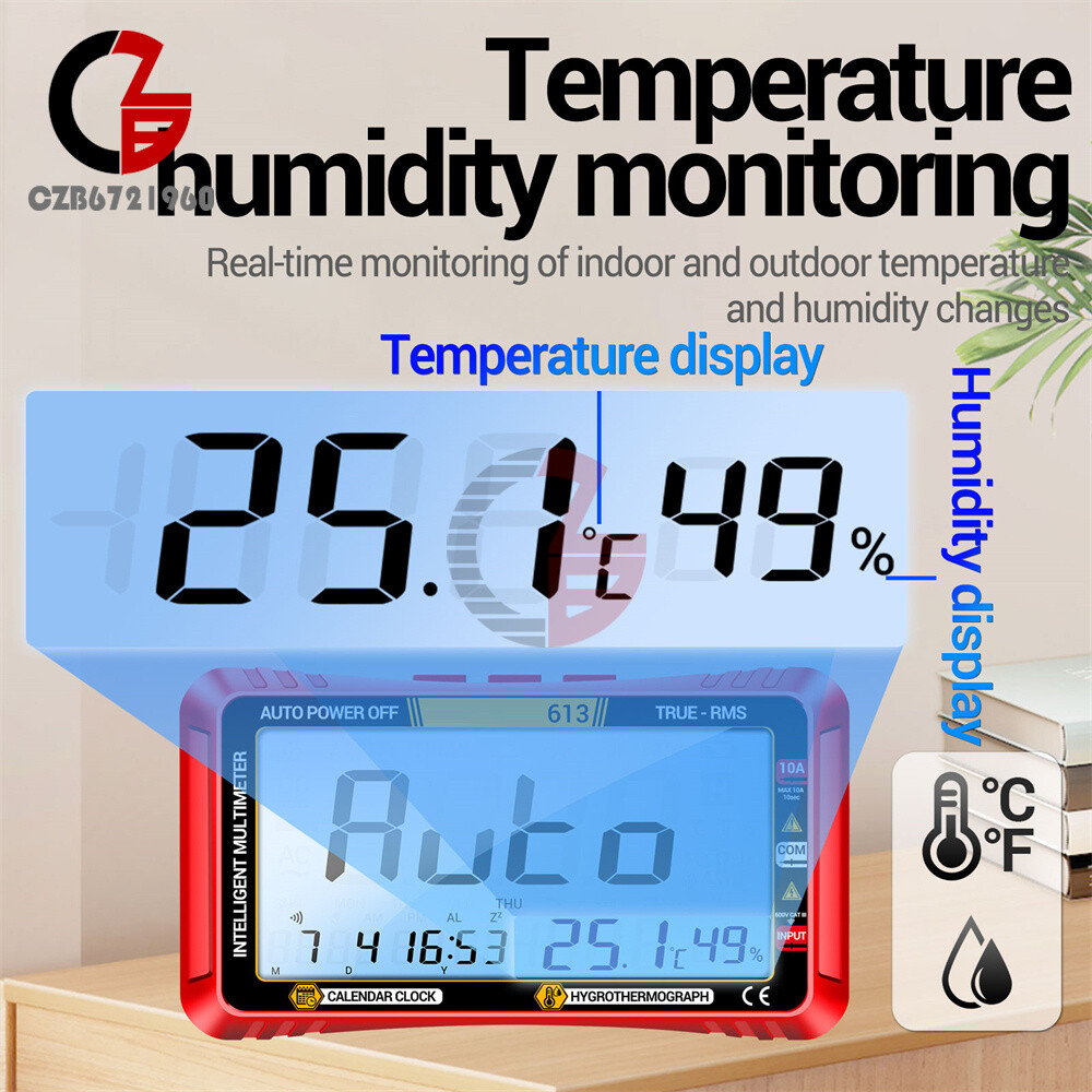 ANENG Digital Multimeter 3-in-1 Calendar/ Thermohygrometer /Multimeter AC/DC Hz