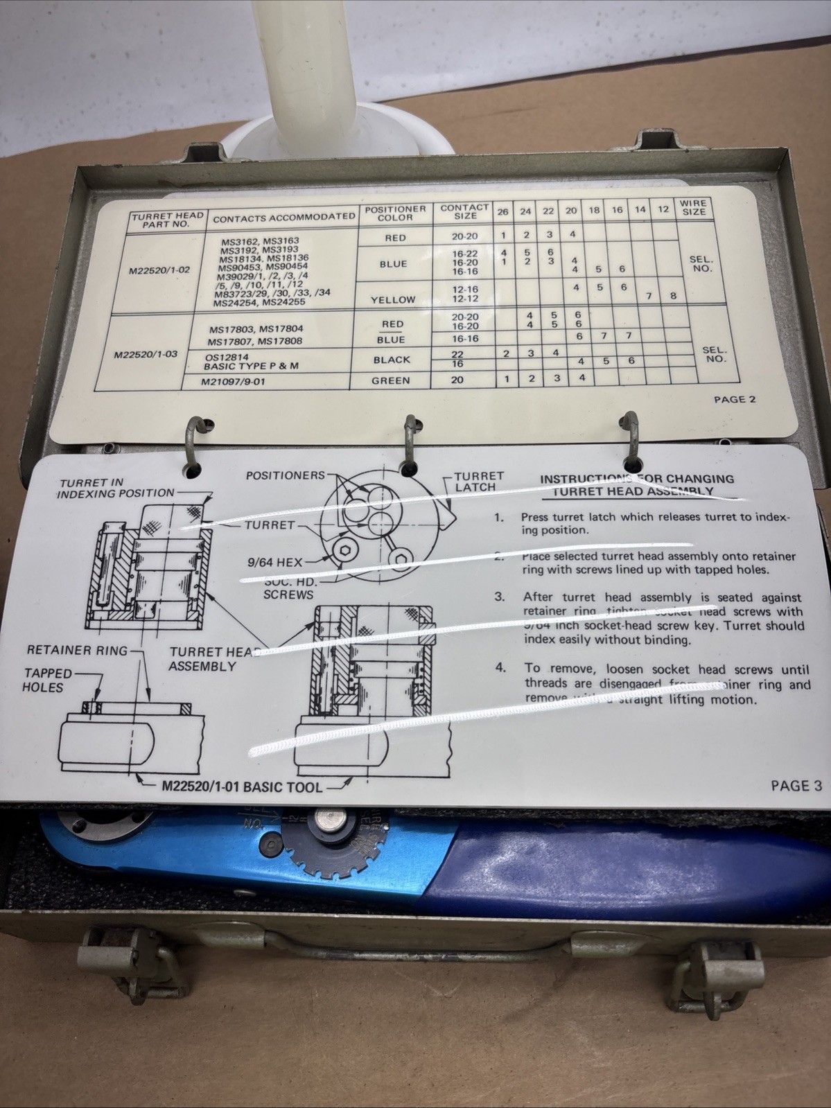 Pre Owned DMC M83507/11-01 Tool Kit for MIL-C-22520/1 Crimping Tool & Turrets.