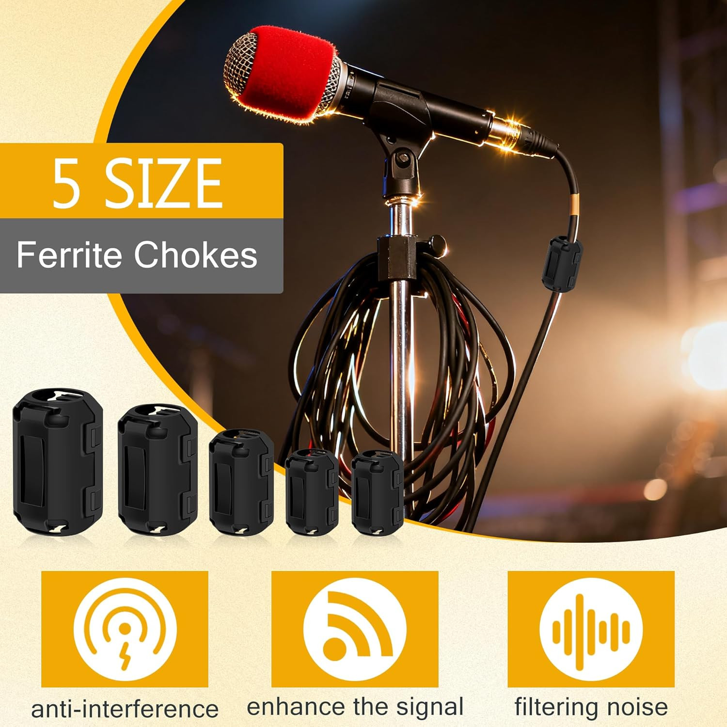 25Pcs Ferrite Chokes Ferrite Beads Snap on RFI EMI Noise Suppressor Cable Clip f