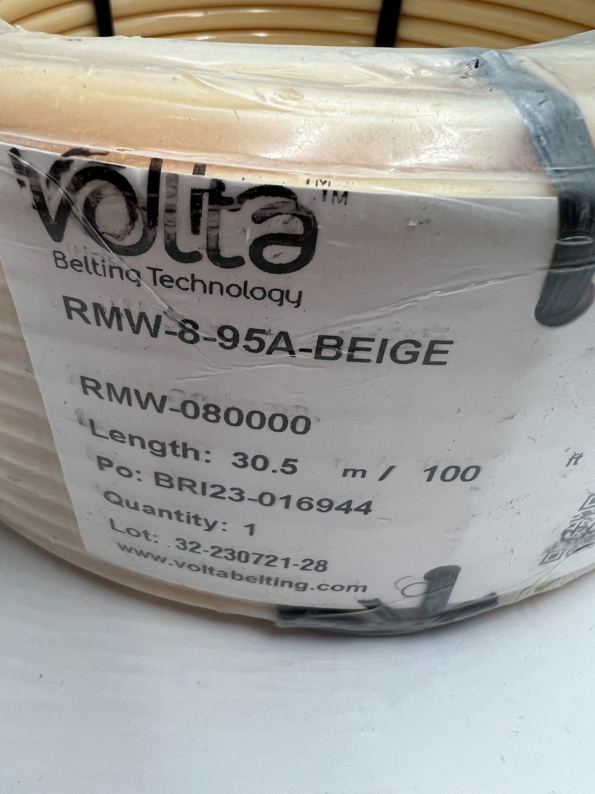Volta PU Conveyor Thermoplastic Round Belt RMW-8-95A-BEIGE, 30.5m/ 100ft
