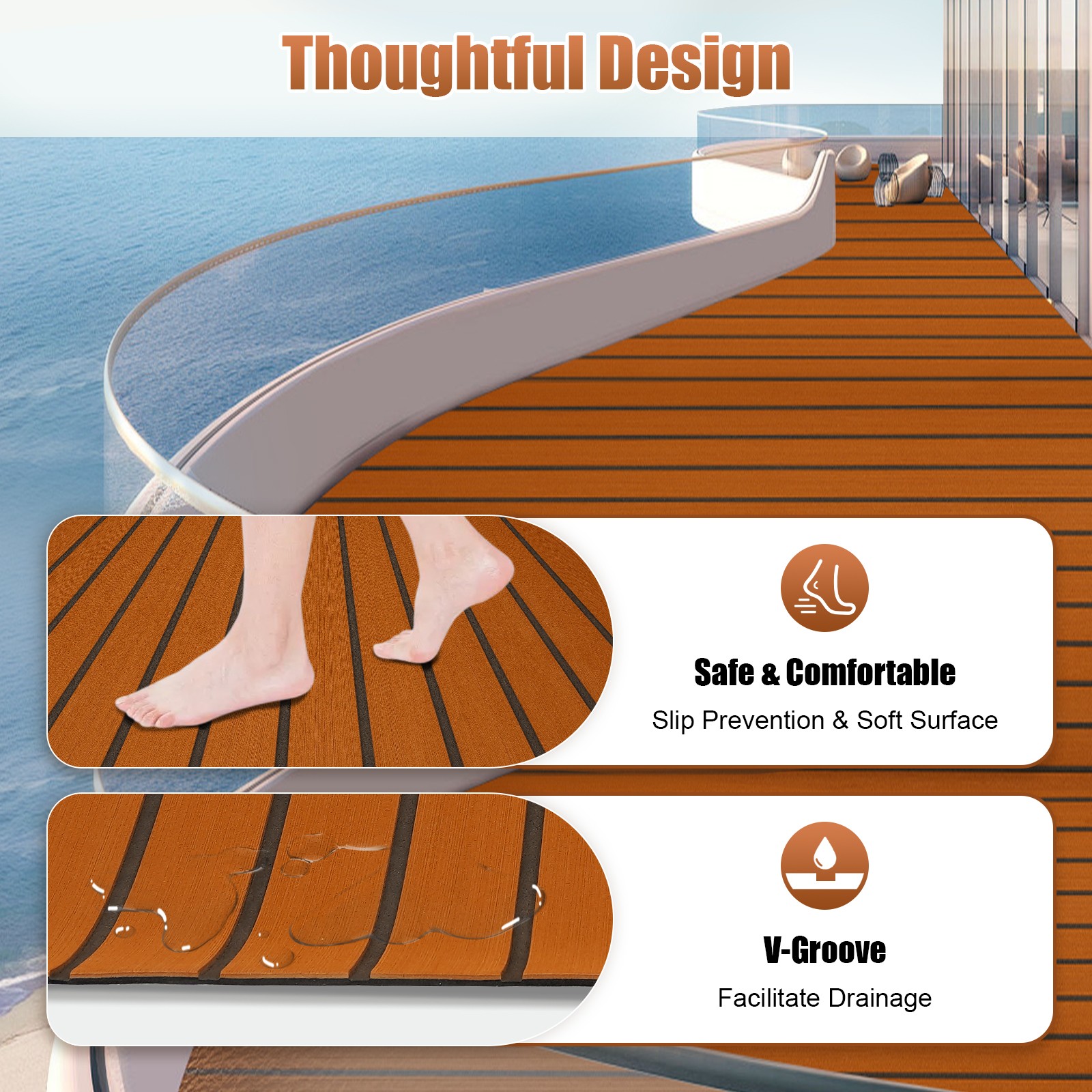 106*35″ Yacht RV Boat Flooring Decking Sheet Pad EVA Foam Faux Teak Marine Mat