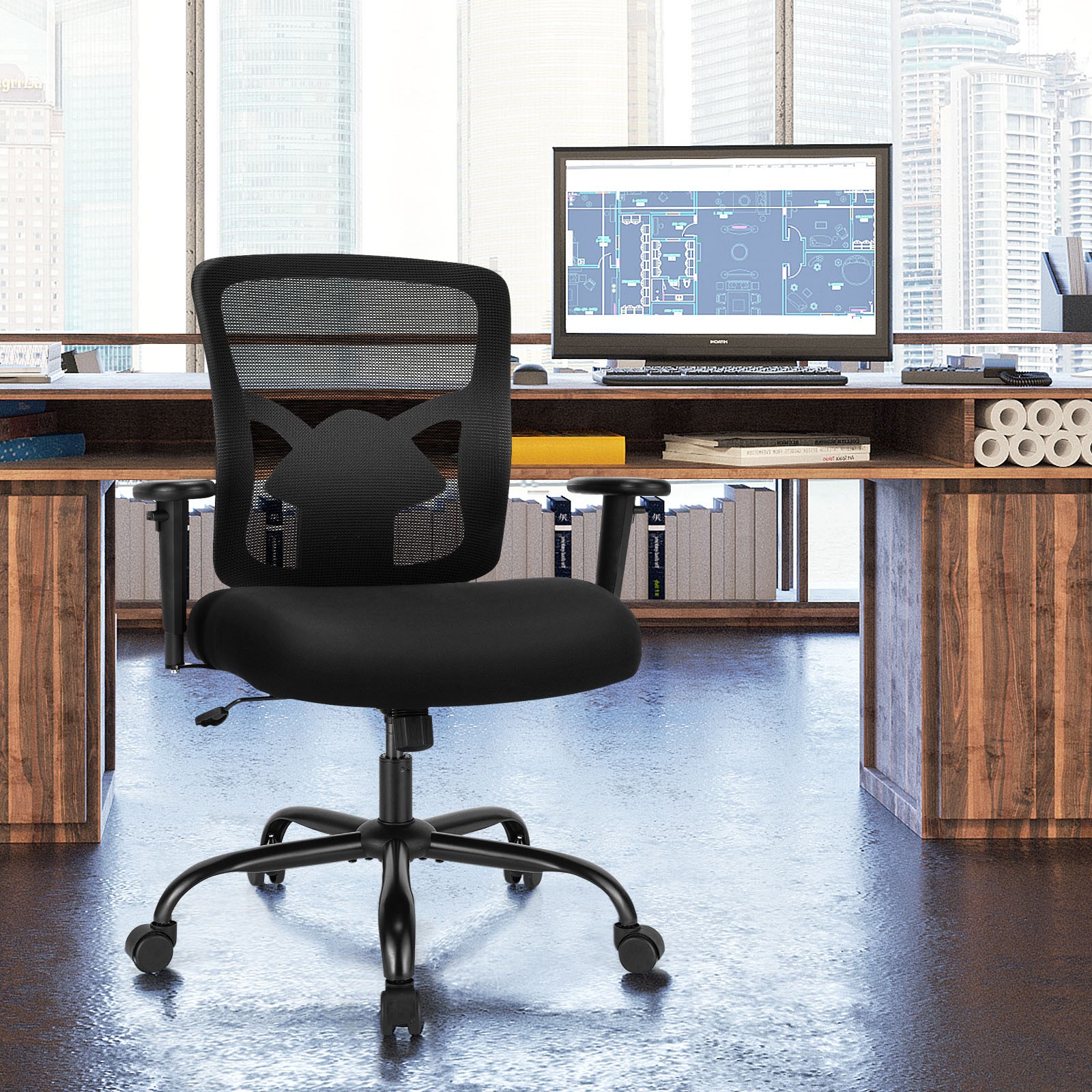 Costway 400LBS Mesh Big & Tall Office Chair Swivel Task Chair w/ Lumbar Support