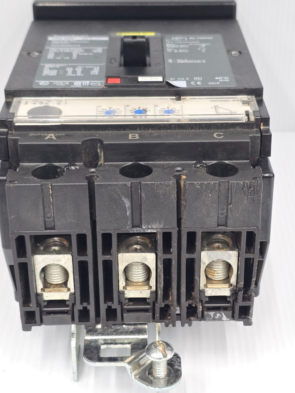 Square D 60 Amp I-Line Circuit Breaker 600 VAC 3 Pole 65 kA HGA36060U31X (Flaw)