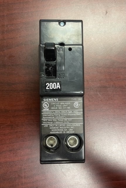 ITE Siemens QN2200 QN2200R 2 Pole 200 Amp 120/240 Volt 10K AIC Main Breaker