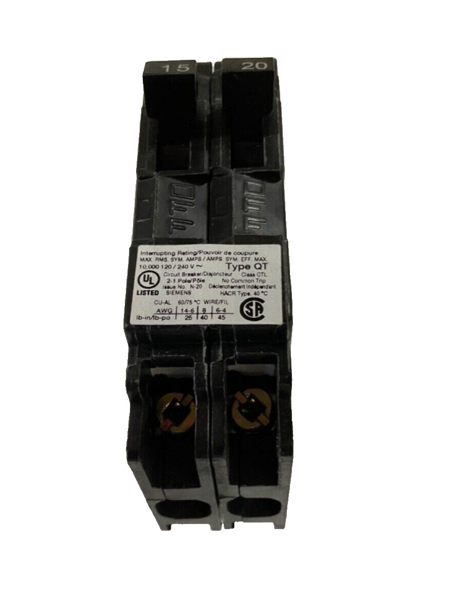RV Circuit Breaker 15-20 Amp Double Breaker Siemens Q1520