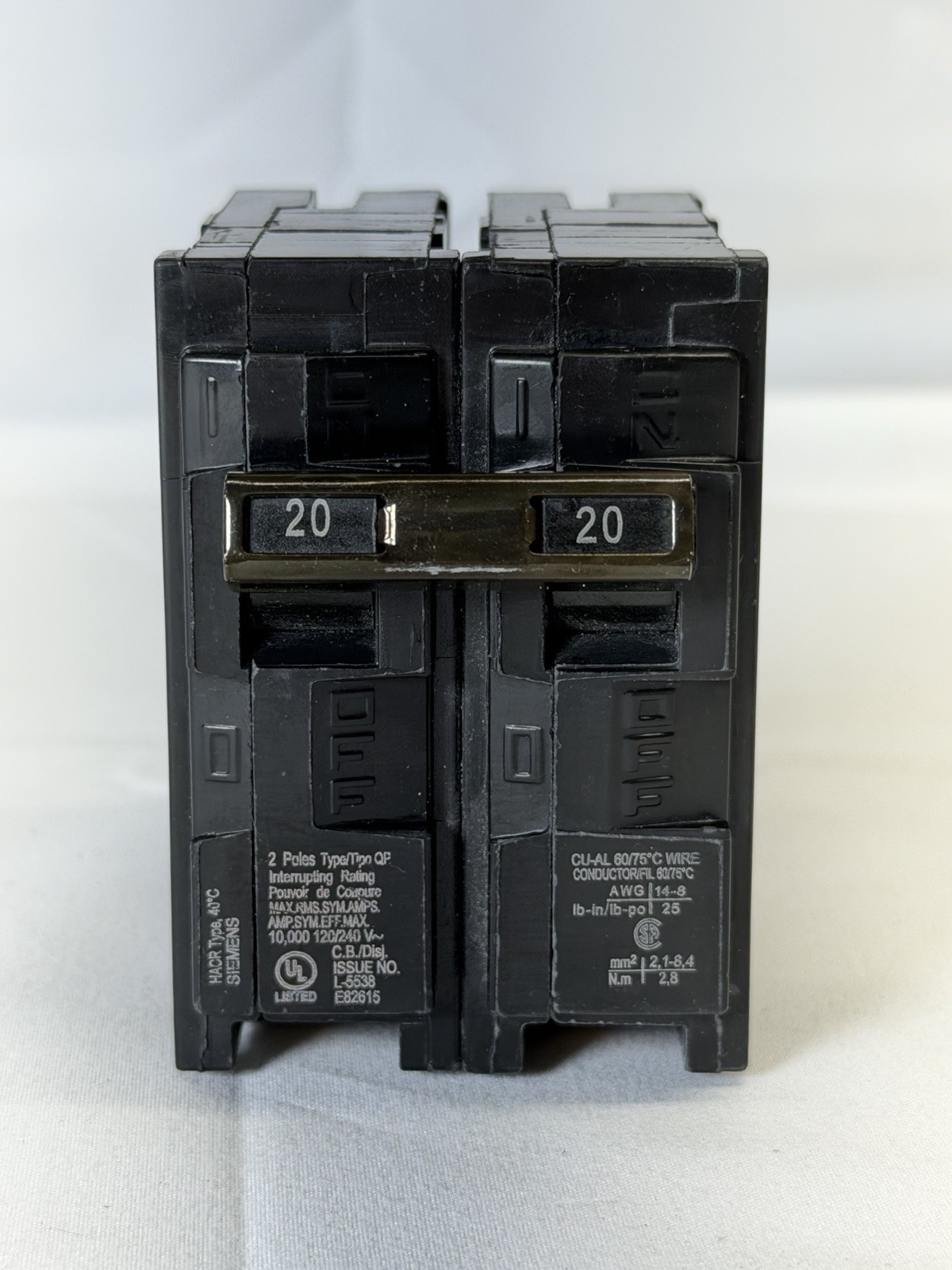 Q220 20-Amp Double Pole Type QP Circuit Breaker
