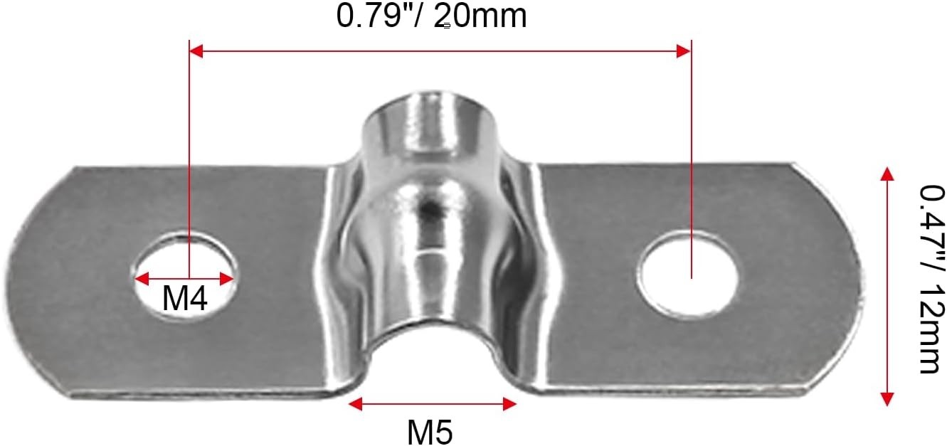 50 Pack M5 Stainless Steel Pipe Strap Clamp 3/16″ Two-Hole U Brackets Silver New