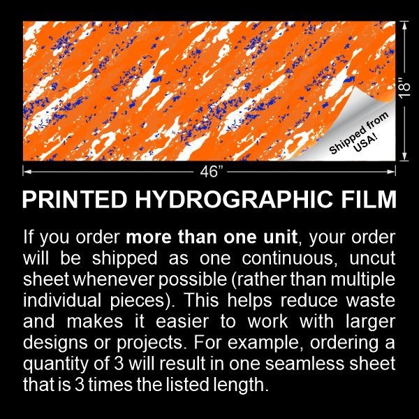 Rip Tear Splash Orange and Blue – 18″x46″ Hydrographic Film Hydro Dipping