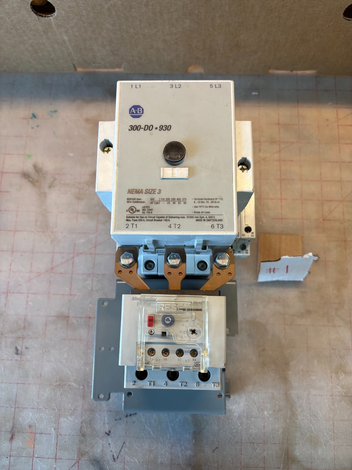 USED ALLEN BRADLEY 300-D0*930 CONTACTOR Motor starter W/ OVERLOAD, Mounting Brkt