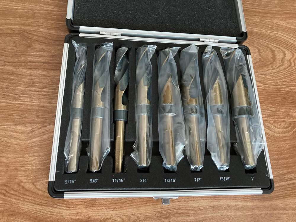 8 PCS HSS Cobalt Silver and Deming Drill Bits Set Large Size 9/16 inch to 1 inch