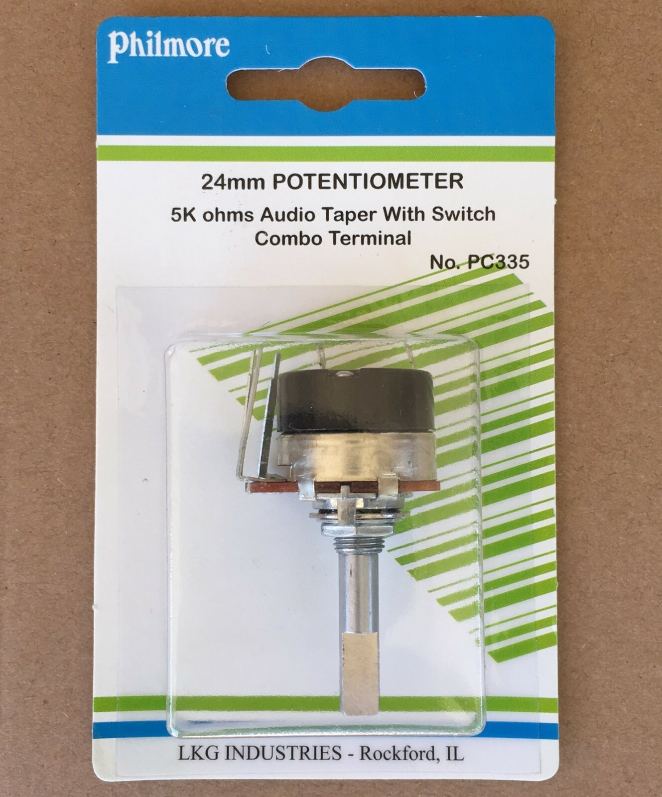 NEW Philmore Volume Control Audio Taper 5K Ohm On-Off Switch 24mm Potentiometer