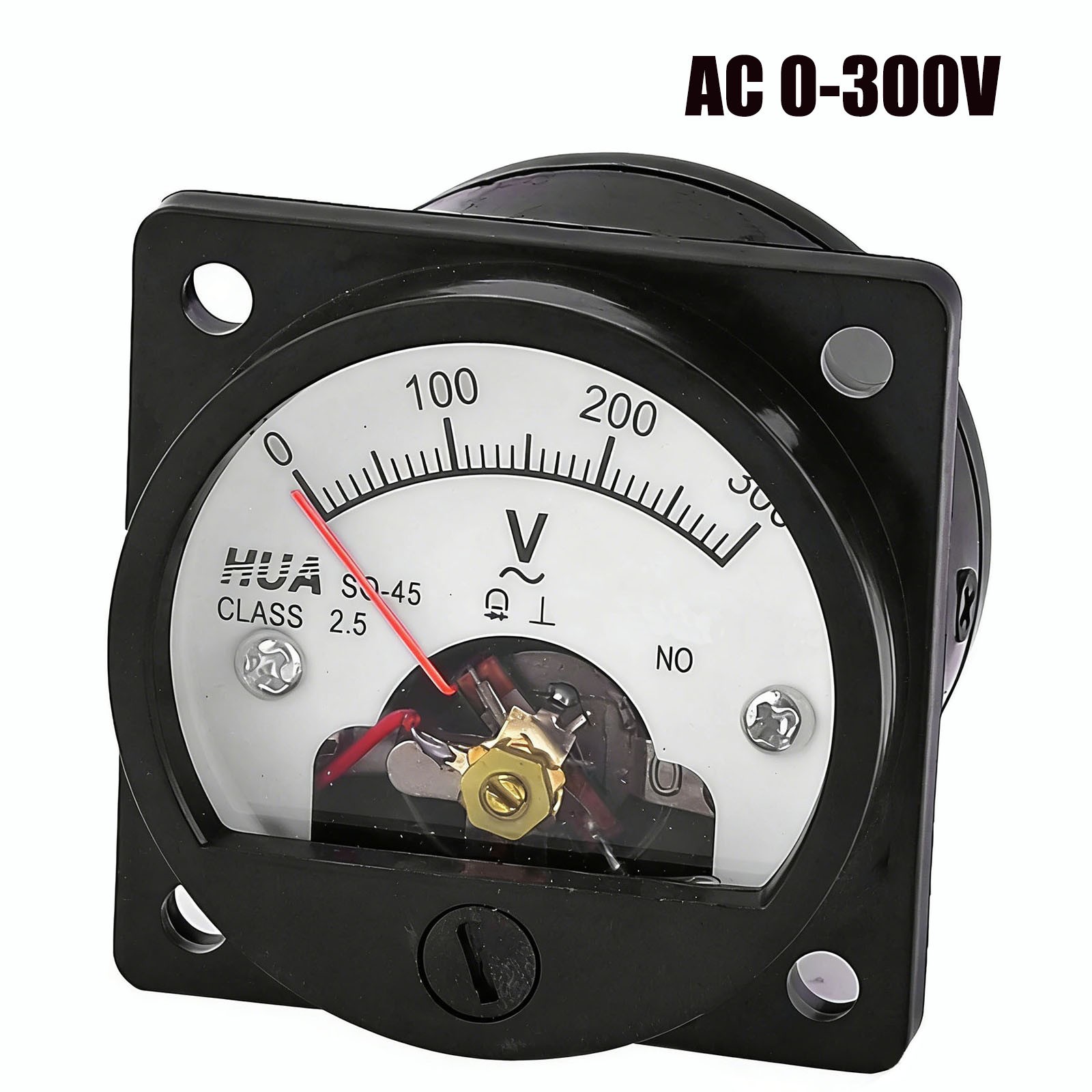 AC 0-300V Round Analog Panel Meter Voltmeter Gauge SO-45 Black Class 2.5