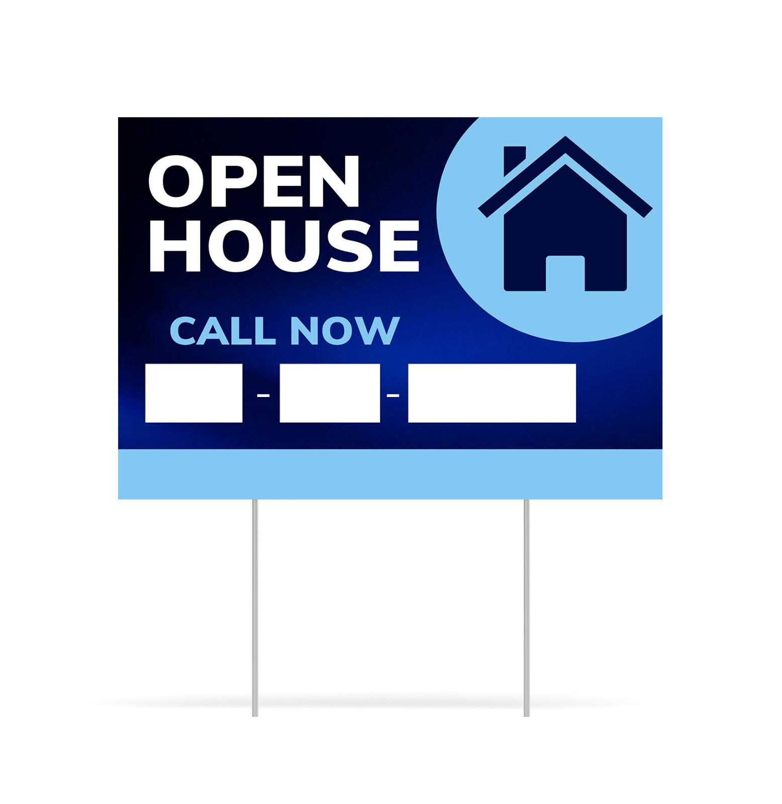 Yard Signs-«Open House» Yard Signs-FREE STAKES- 12″x18″- 18″x24″ – 24″x36″