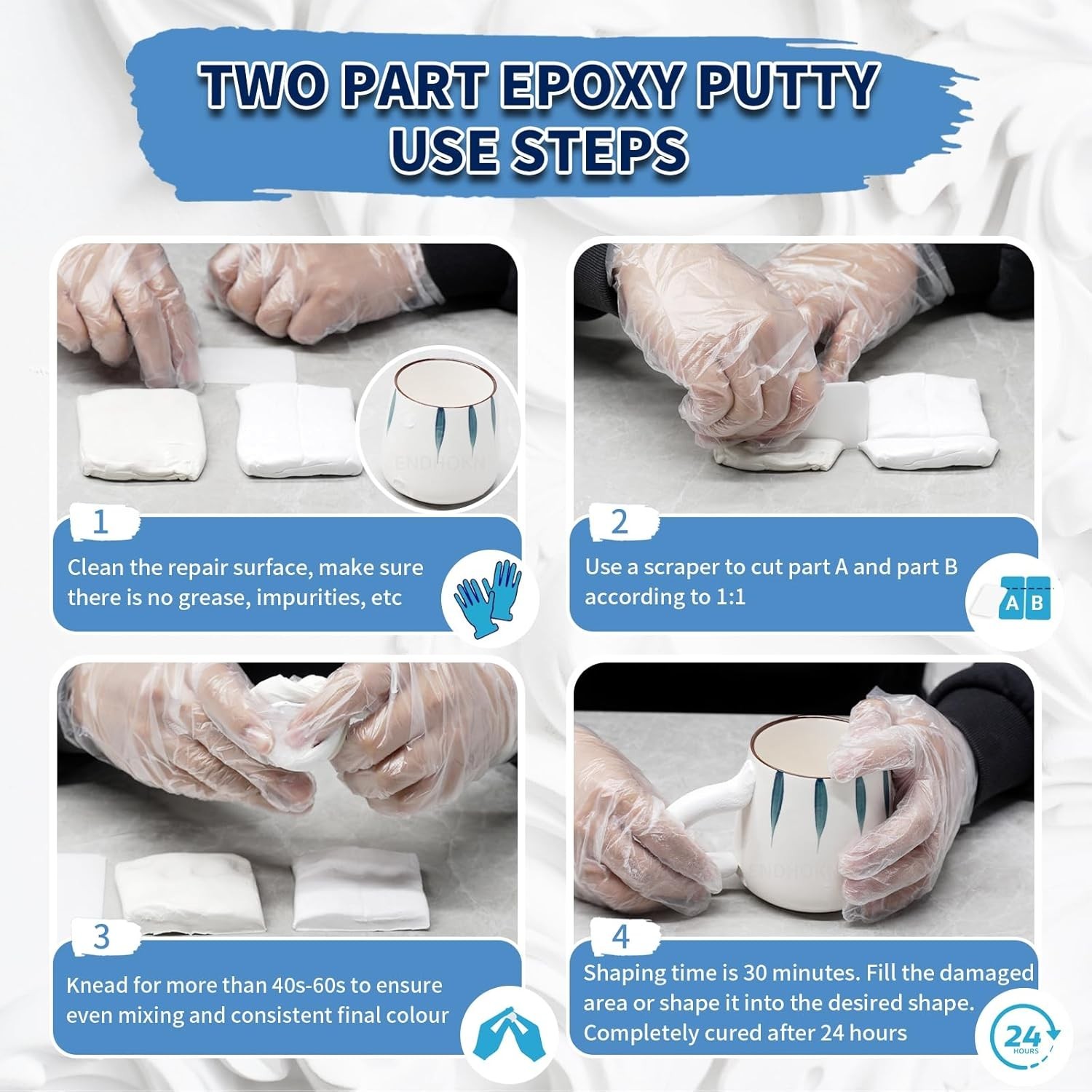 Epoxy Putty, 10.5oz White Putty Stick Fix Leaks, Cracks and Fill Holes, Sculp…
