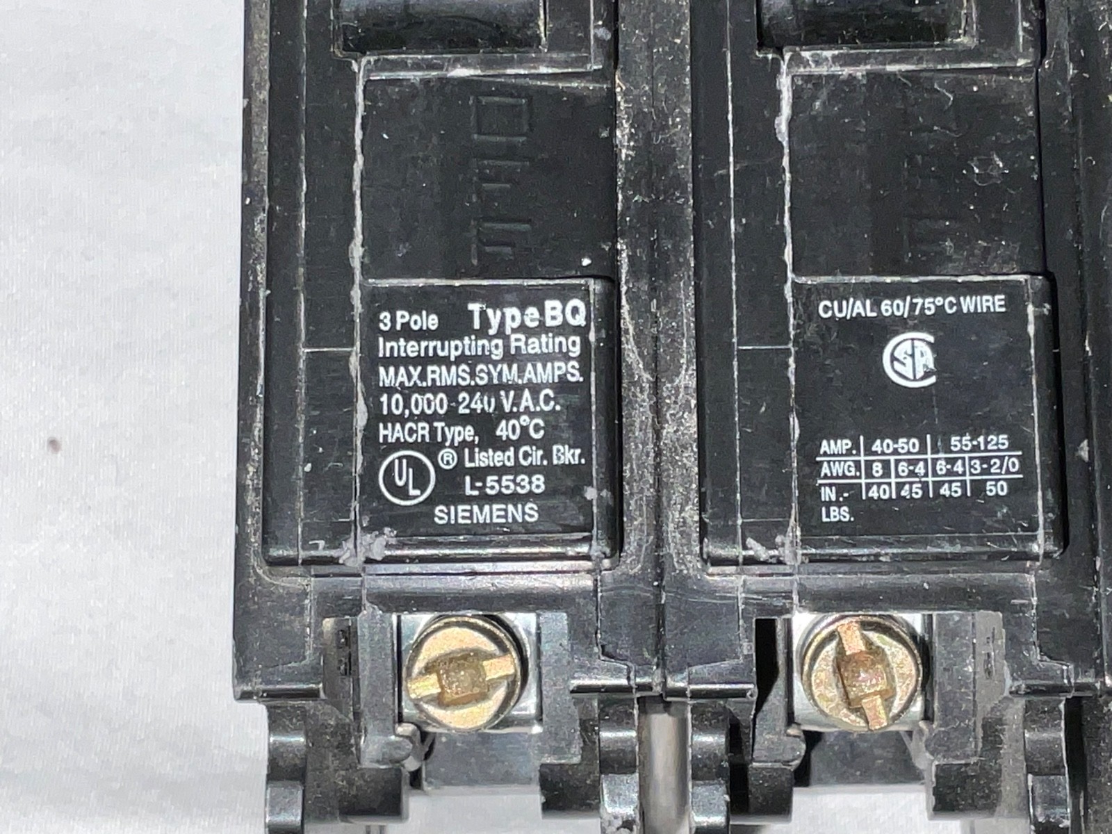 Siemens 40 Amps 240V 3 Pole Circuit Breaker BQ3B040 240V Electrical Load Center