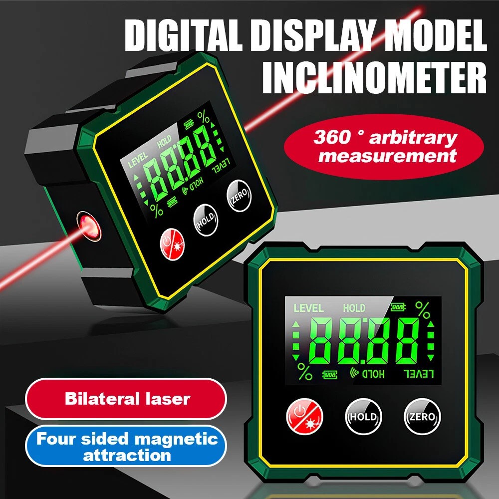 Digital Angle Finder W/ Laser Level Inclinometer Magnetic Angle Gauge Protractor