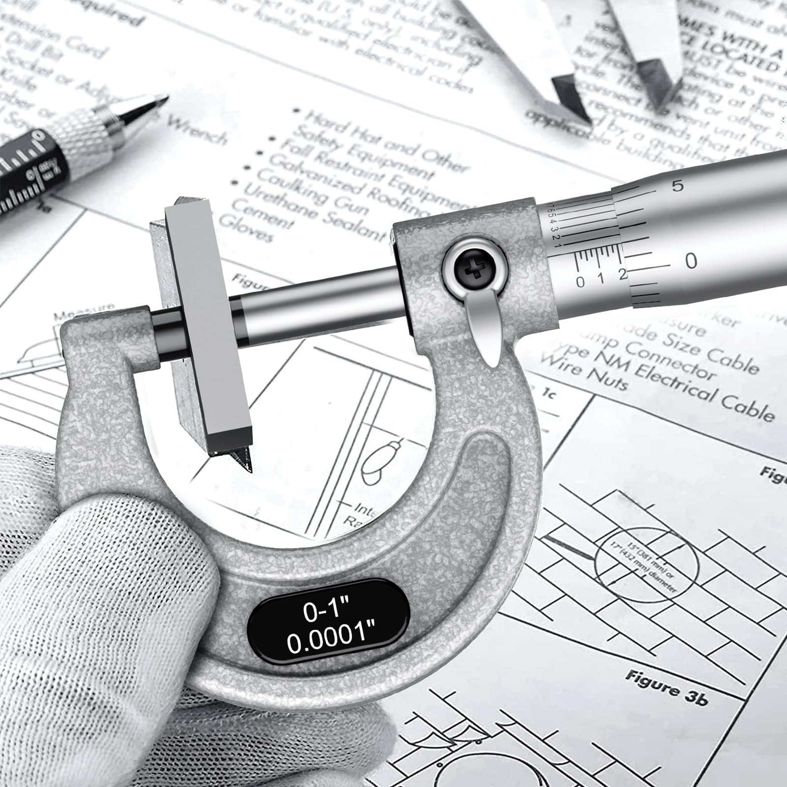 HDLNKAK High-Quality Outside Micrometer Set, 4 Pcs Machinist Tool Set(0-1»