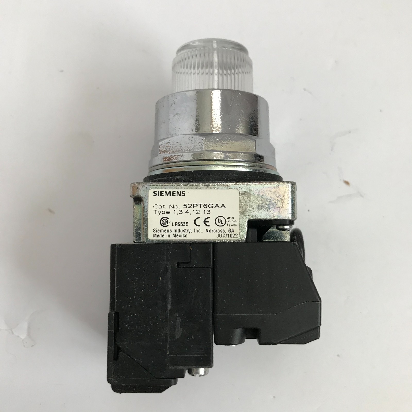 Siemens Push to Test Pilot Light Transformer Type, 120 Volts AC 52PT6GAA