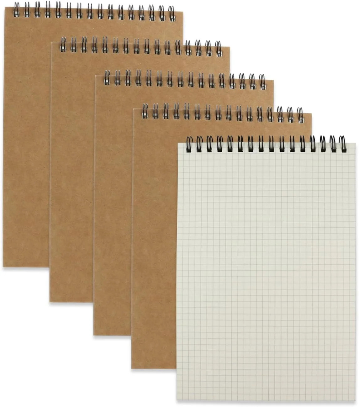 4 Pack Graph Paper Notebook, A5 Top Wirebound Grid Spiral Notebook 5.8″ x 8.3″,6