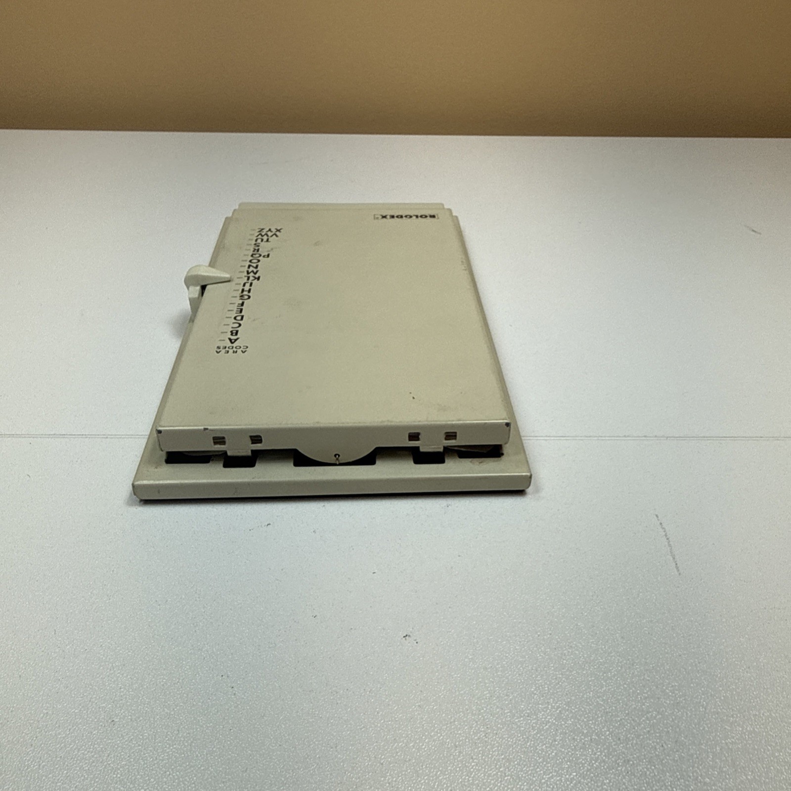 Vintage Rolodex Autodex Metal Telephone Address Book Pop-up Flip Top – Almond