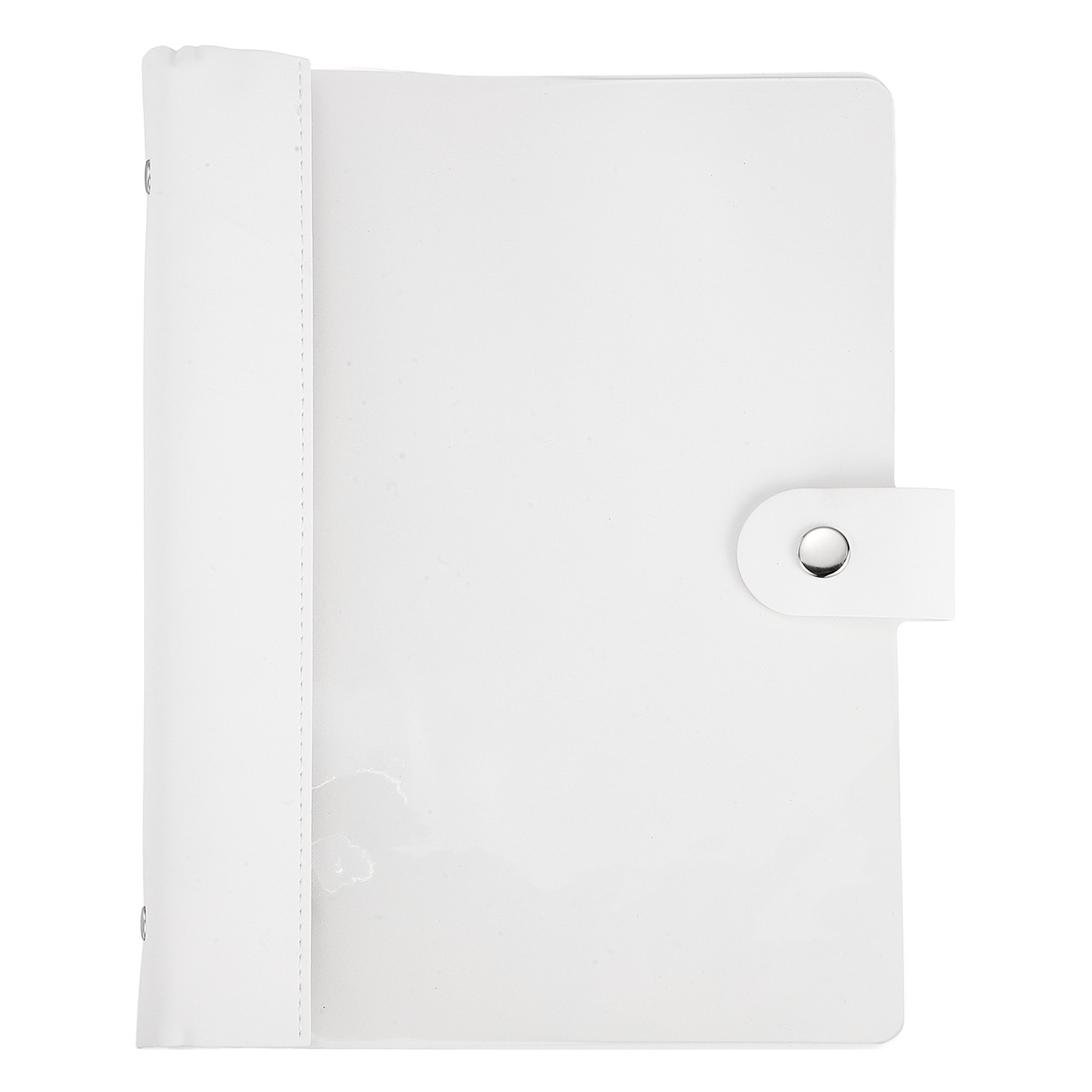 A5 PU Leather Binder Cover, 6 Round Ring Clear Soft PVC Binder Cover, White