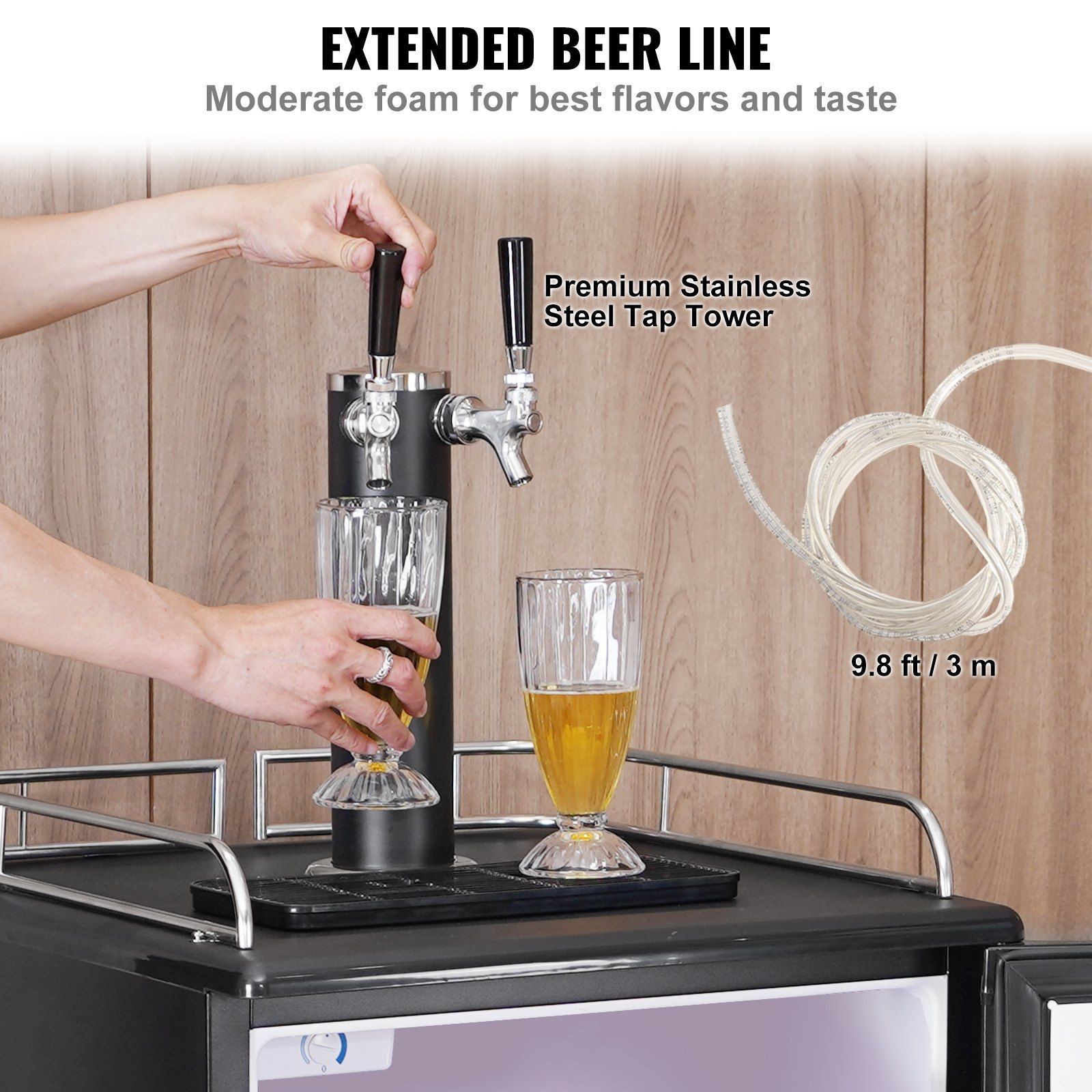 Integrated CO2 Beer Dispenser Dual Tap 32°F-50°F Operation