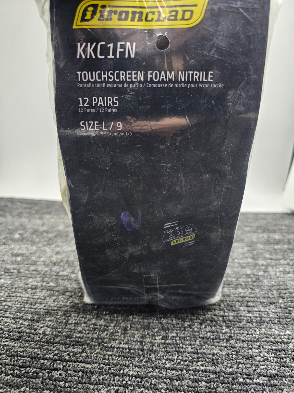 (12 PAIR) IronClad KKC1FN Knit Gloves Spandex Foam Nitrile Size Large