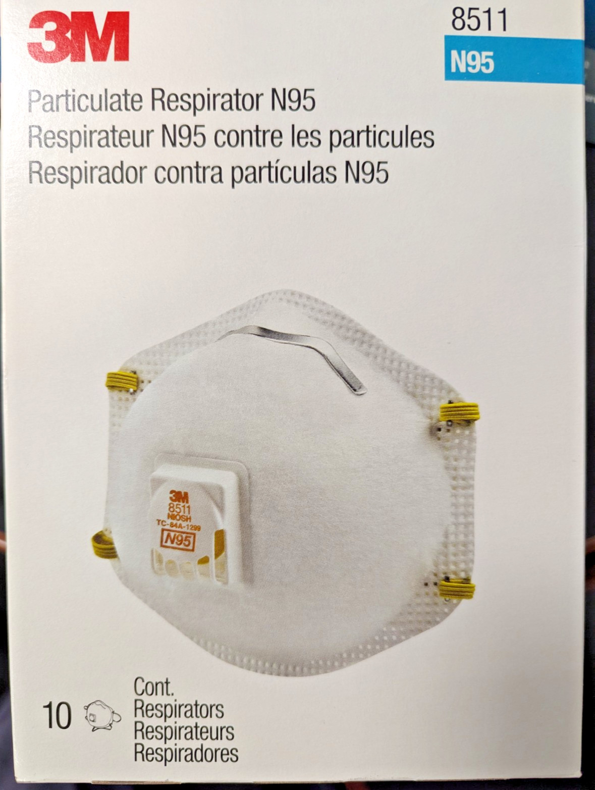 3M 8511 N95 Particulate Respirator Protection Masks Exhalation Valve USA MADE 10